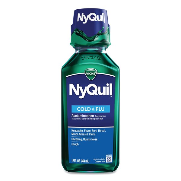 Vicks NyQuil Cold & Flu Nighttime Liquid, 12 oz Bottle, PK12 01426